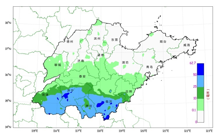 山东发布“烟花”最新预报 当前73个县市区现降水