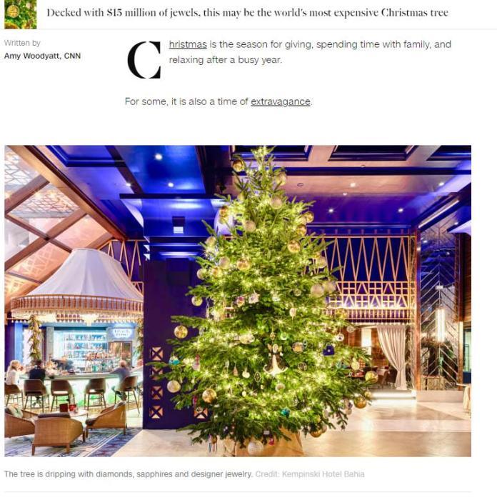 全球最贵圣诞树什么样子?不怕被偷走么?网友:摸一下都怕被抓!
