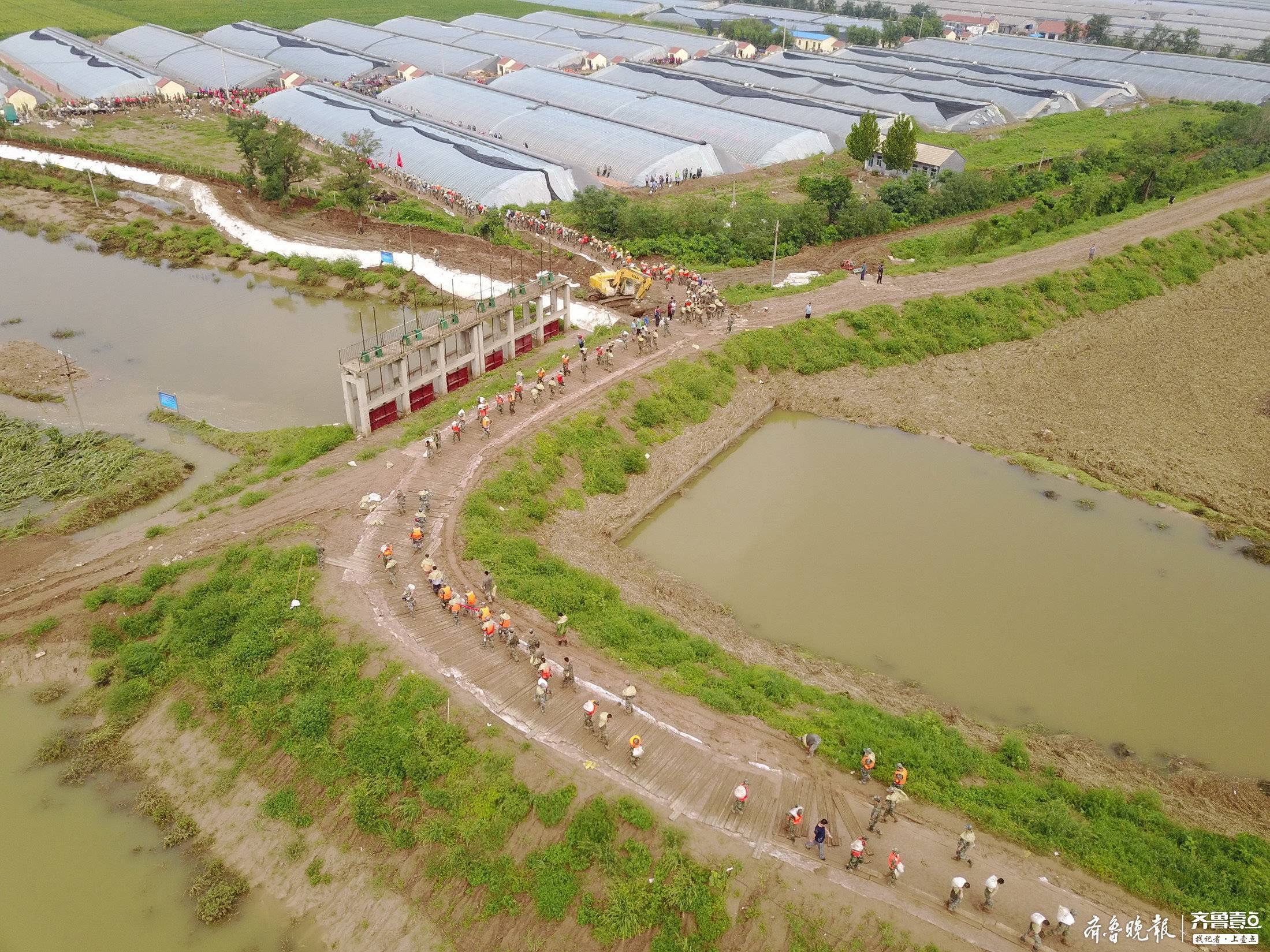 最后决战！航拍数千人封堵寿光张僧河决口现场
