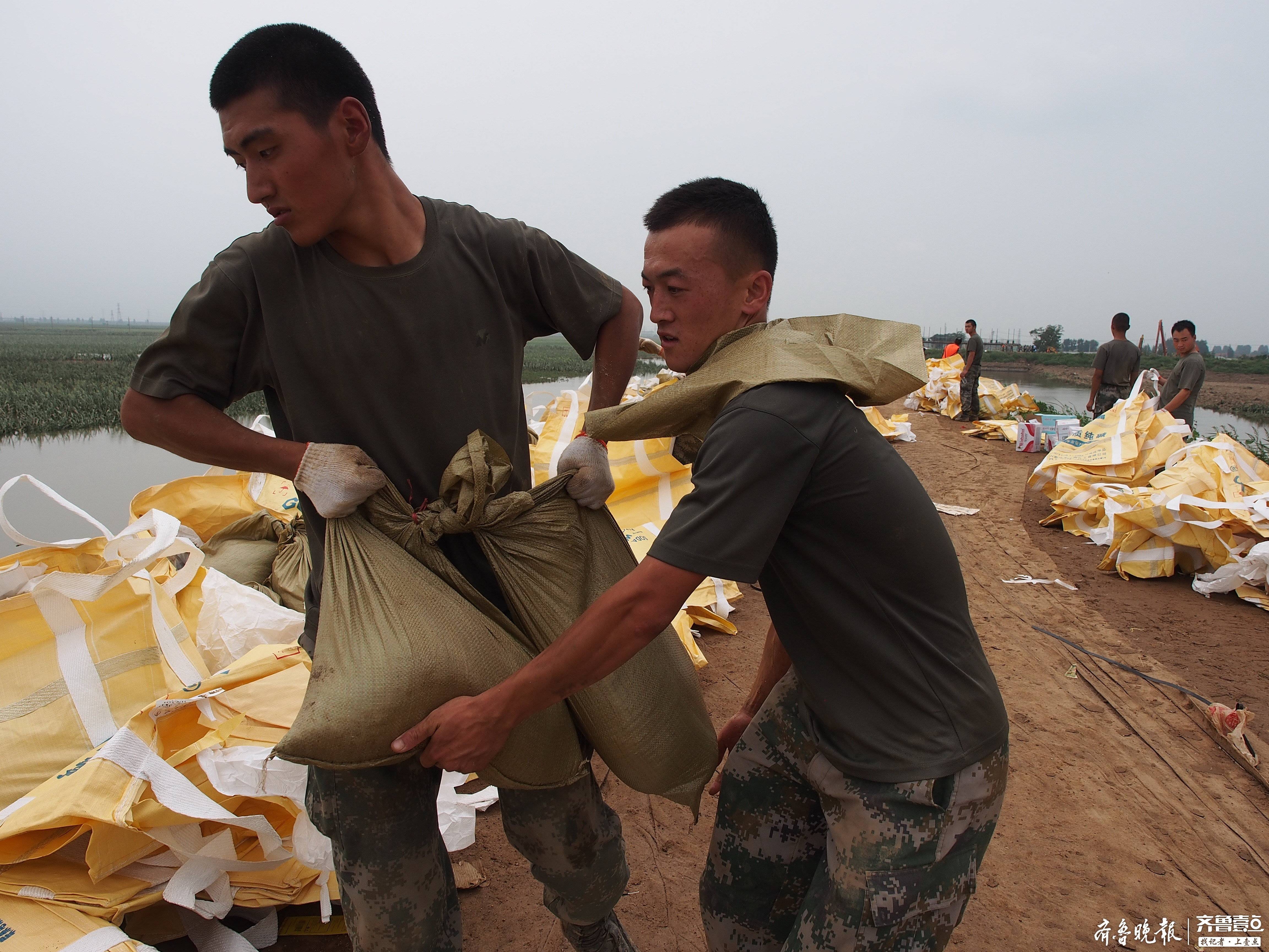 半天背一吨沙袋！寿光张僧河救援现场他们有最坚硬的脊梁！