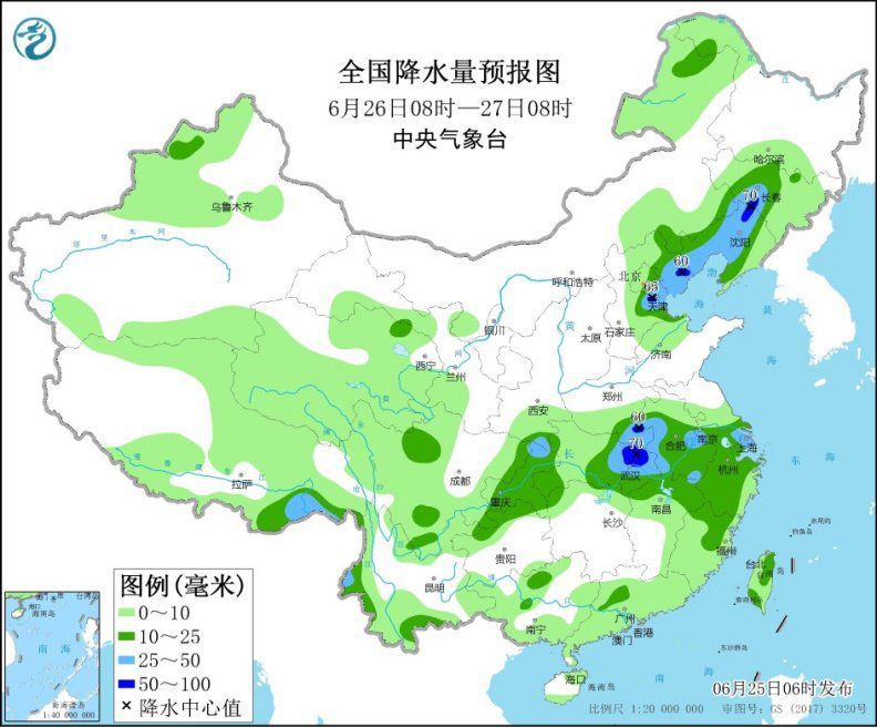 长江中下游迎新一轮较强降水 华北和东北多雷阵雨天气