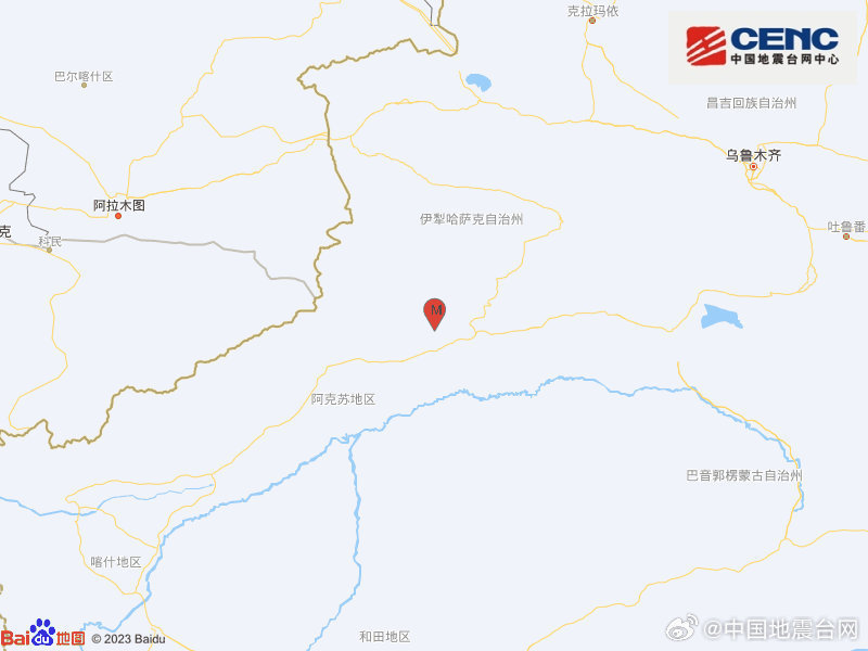 新疆阿克苏地区拜城县发生4.3级地震