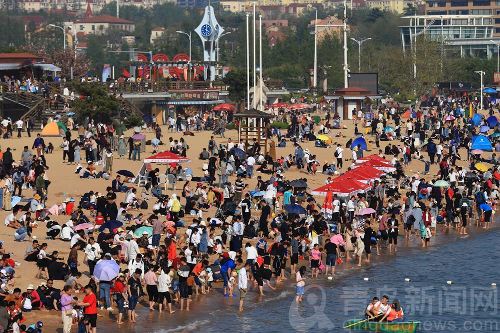 人海堪比大海！青岛海岸开启下饺子模式