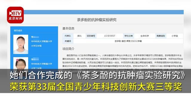 神童系列后续来了!又有2名小学生研究喝茶抗癌获奖 这个奖如何评的？