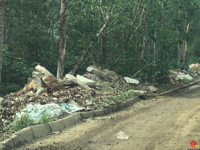 【啄木鸟行动】市中区簸萁山附近道路旁渣土垃圾随意堆放