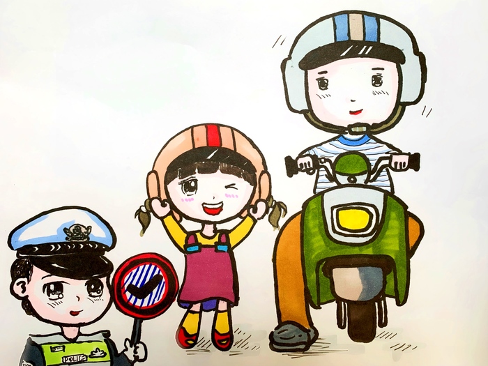 5:骑,乘电动车,摩托车,要戴好头盔.