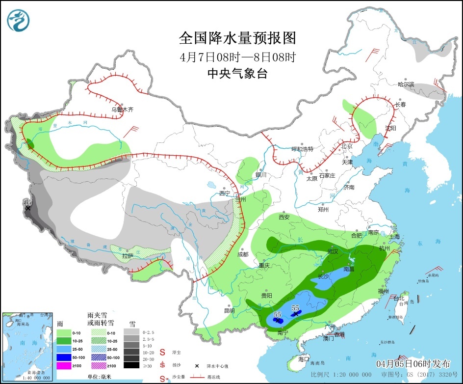 江南西部云南南部等地将有较强降水 新疆西南部西藏西部等地有较强降雪