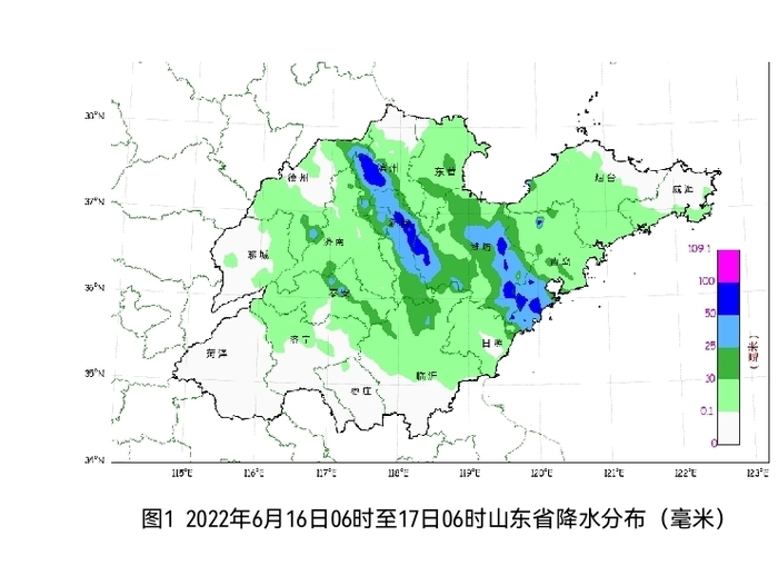 6月以来山东平均降水量35.8毫米，较常年偏多14%