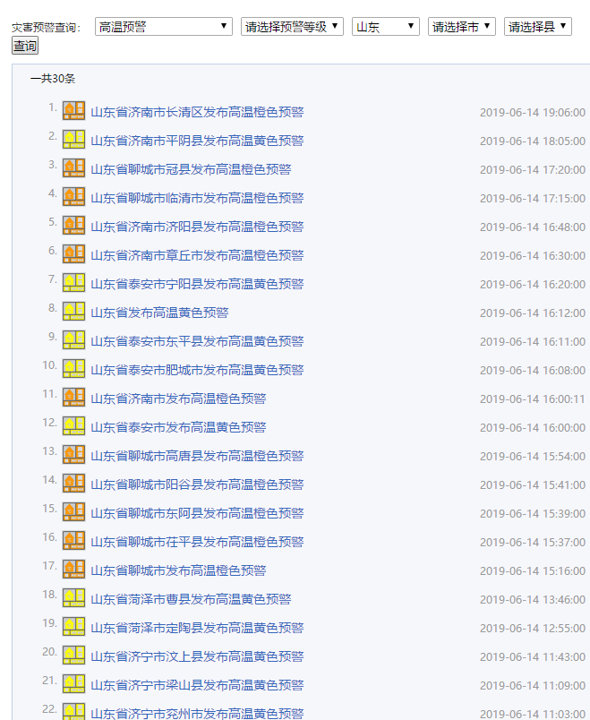 山东多地发高温橙色预警，局部地区高达39℃