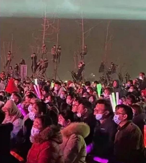观众为了看潘长江演出爬上树 活动现场人山人海