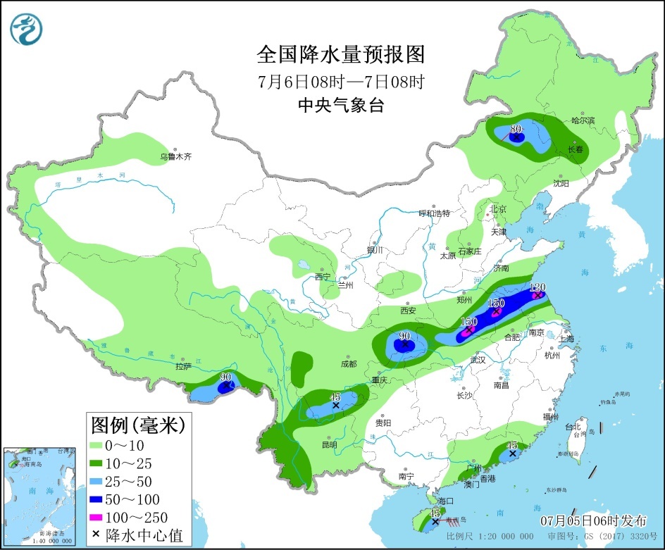 西南地区东部江汉沿淮等地有较强降水 华北和东北地区等地多雷阵雨天气