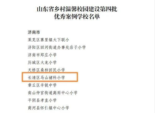 喜报！长清区马山褚科小学荣获山东省乡村温馨校园