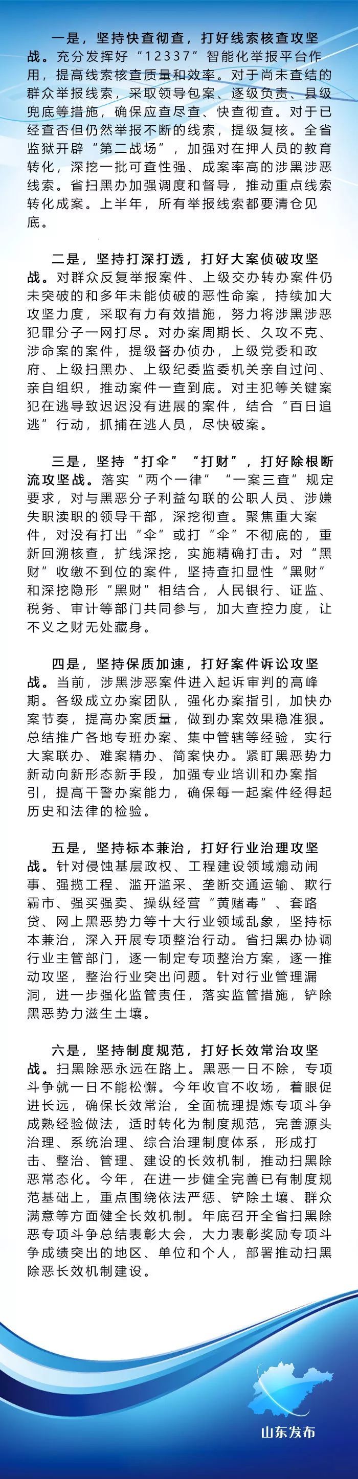 2019年山东扫黑除恶专项斗争取得重大阶段性成效！2020年打好打赢“六场攻坚战”
