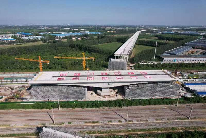 山东省内规模最大的T构公路转体桥顺利完成转体
