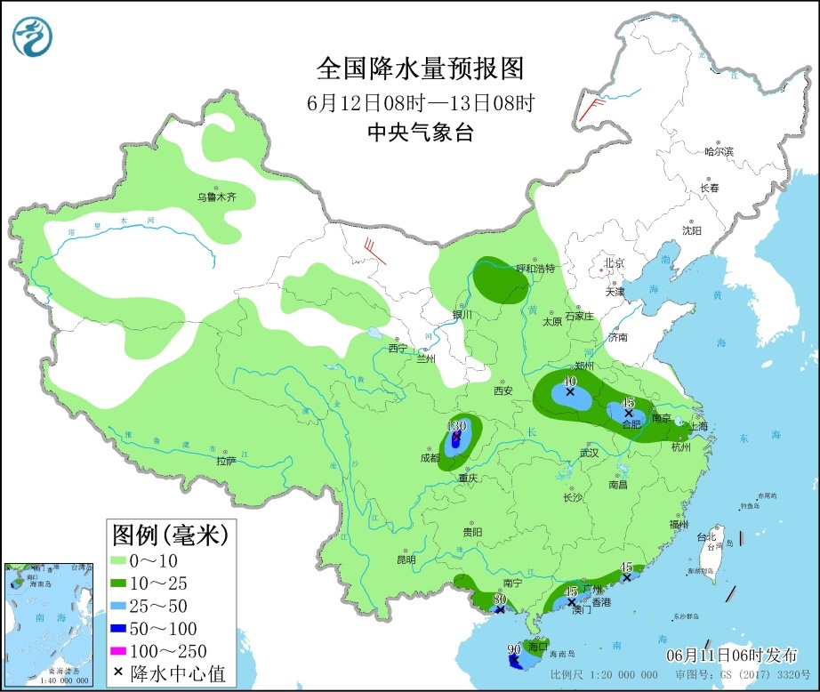黄淮西部江淮等地将有较强降雨 华南南部等地有明显降雨