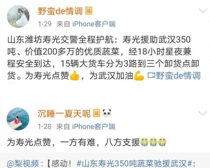 日供武汉2000吨蔬菜，网友纷纷为寿光点赞！