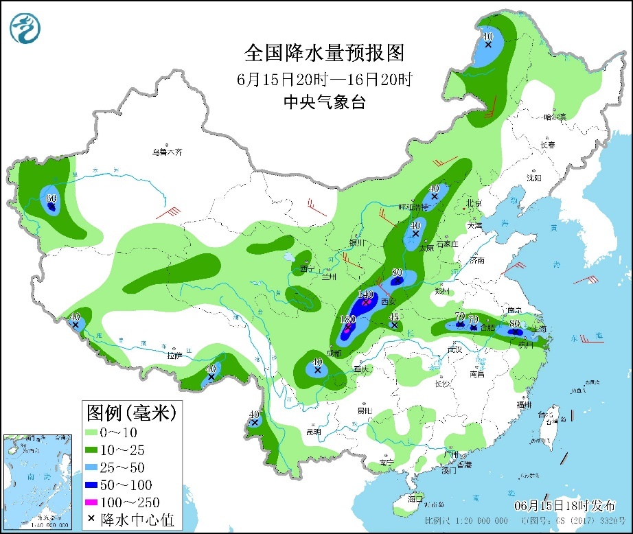 陕南四川盆地至长江中下游等地有较强降雨
