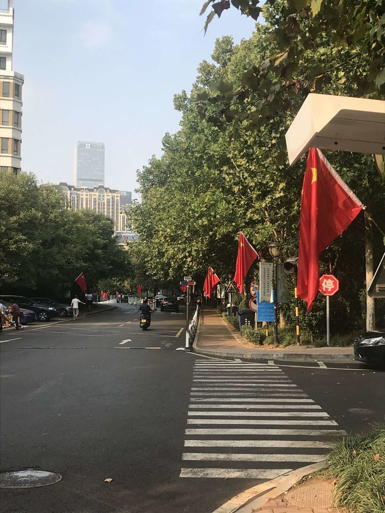 悬挂国旗 喜迎国庆 最美“中国红”扮靓龙洞街道