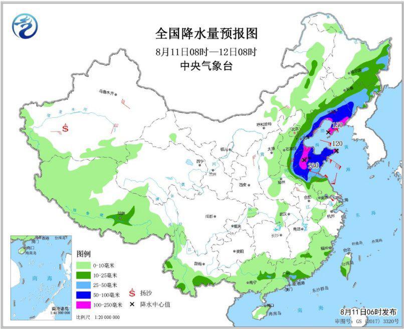 “利奇马”继续影响黄淮华北 台风暴雨预警发布