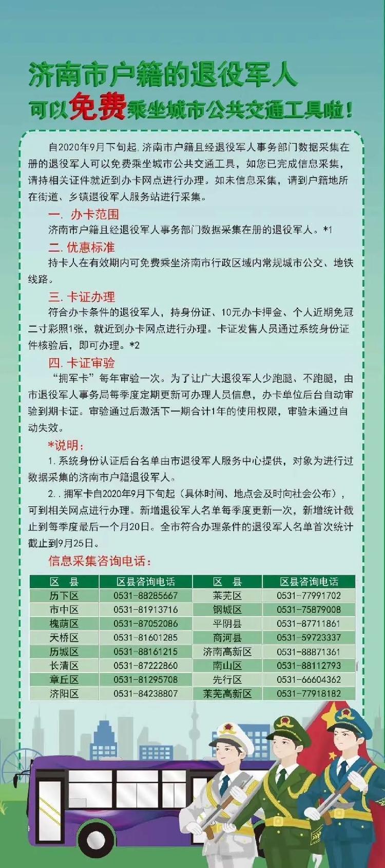 济南市户籍的退役军人可免费乘坐城市公共交通工具啦