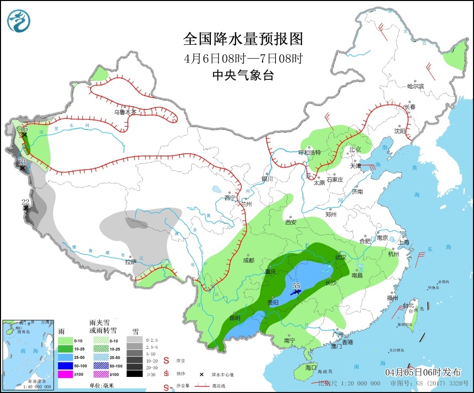 江南西部云南南部等地将有较强降水 新疆西南部西藏西部等地有较强降雪