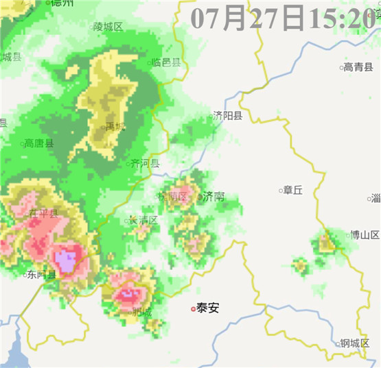 下热水了！济南多地出现强降雨 雷电黄色预警已发布