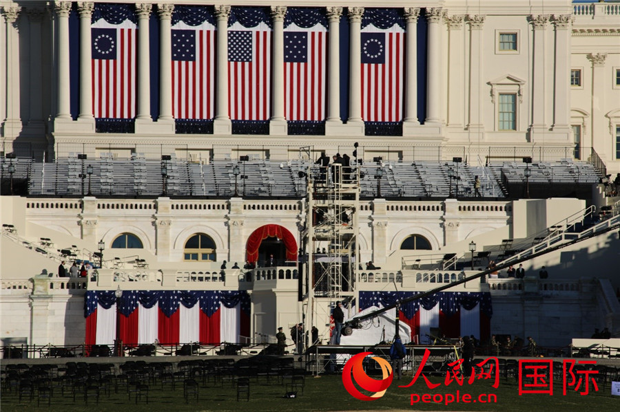 总统就职典礼前一天 美国国会大厦安保堪比战地