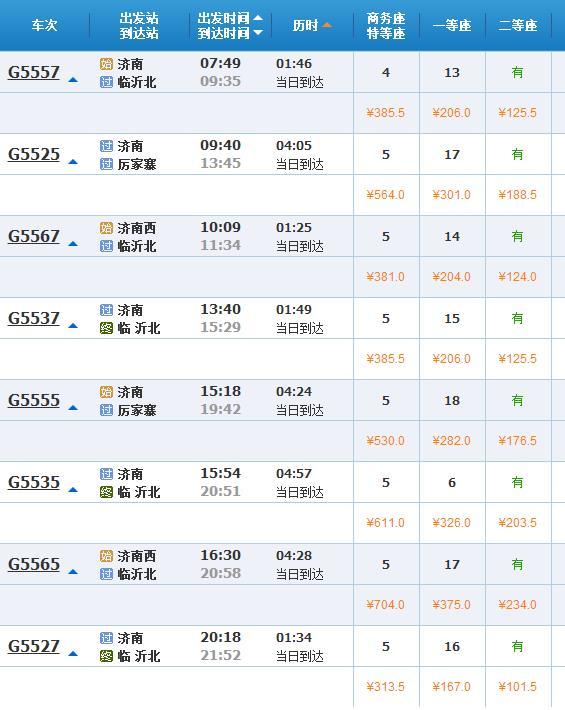 票价来了！鲁南（日兰）高铁6时开售 济南到临沂北最低101.5元
