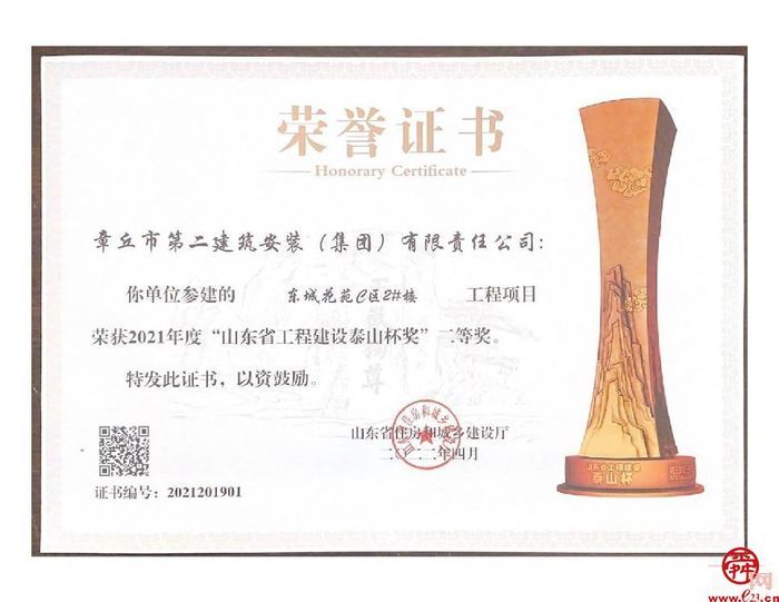 章丘区住建局建筑业管理组申报项目荣获装配式建筑泰山杯二等奖