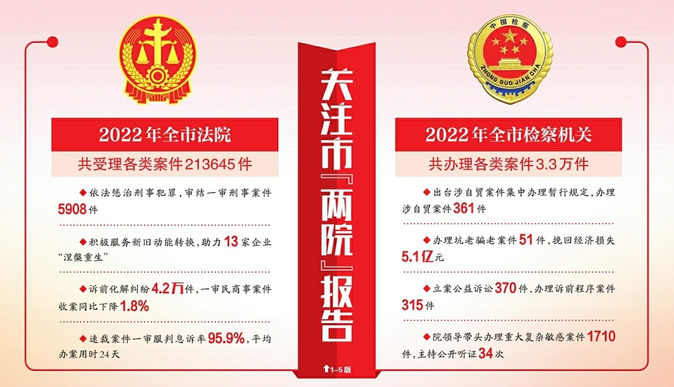 2022年全市法院共受理各类案件213645件