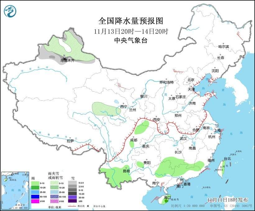 中央气象台:江南华南等地有明显降温过程 南方地区多阴雨天气