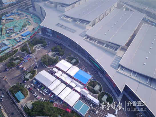 航拍山东国际会展中心，2019齐鲁国际车展隆重开幕