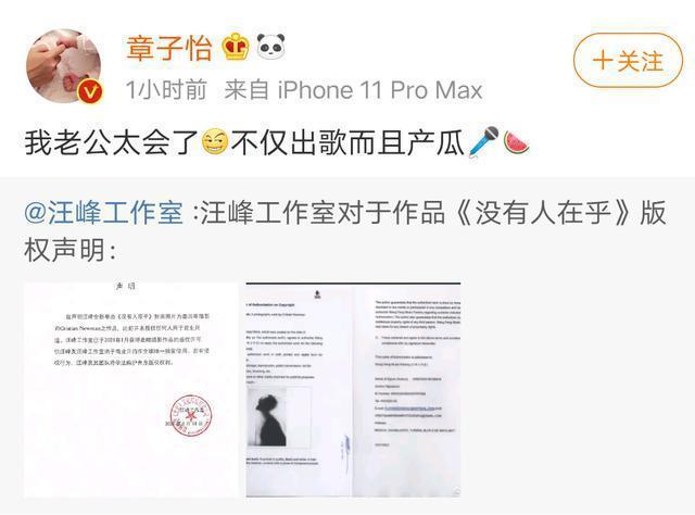 抄袭被反转！章子怡：我老公不仅出歌而且产瓜