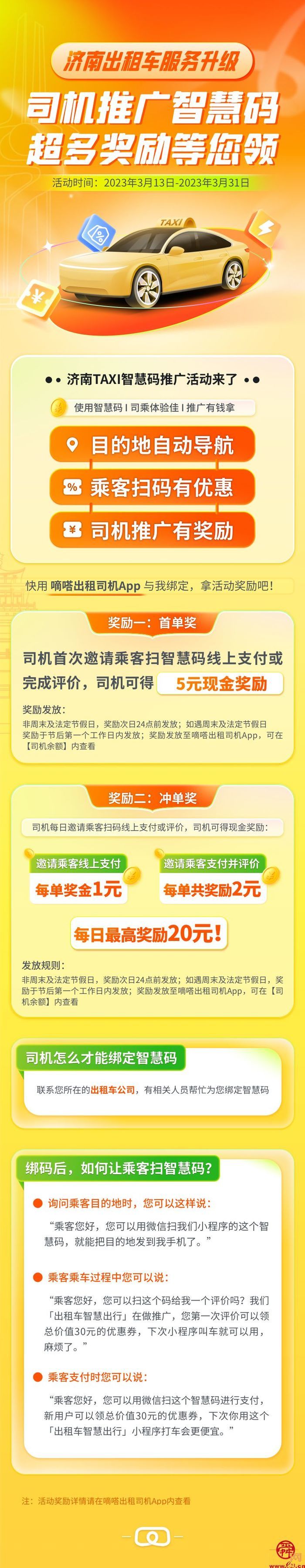 济南出租车上了“taxi智慧码！能够支付还能领优惠券