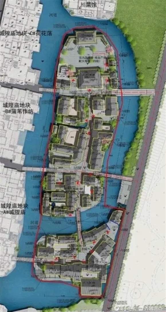彩色建筑立面图“出炉”！济南明水古城活力岛地块将建戏台广场