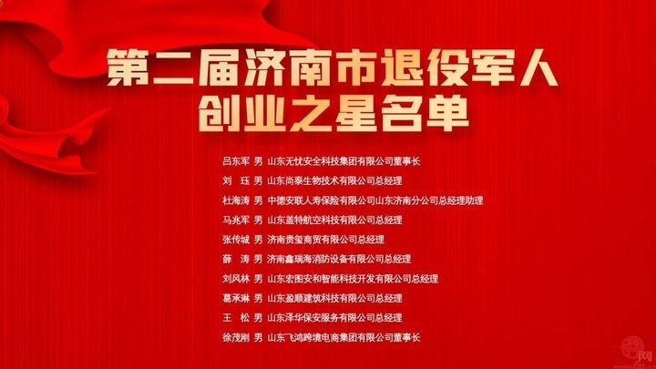 济南市举办第二届退役军人 “就业之星”“创业之星”发布仪式