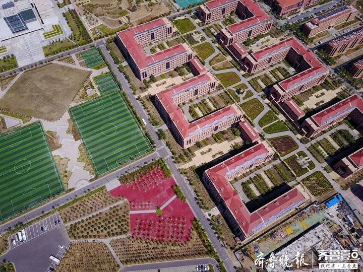 航拍山东大学青岛校区校园，红瓦绿树美如童话世界