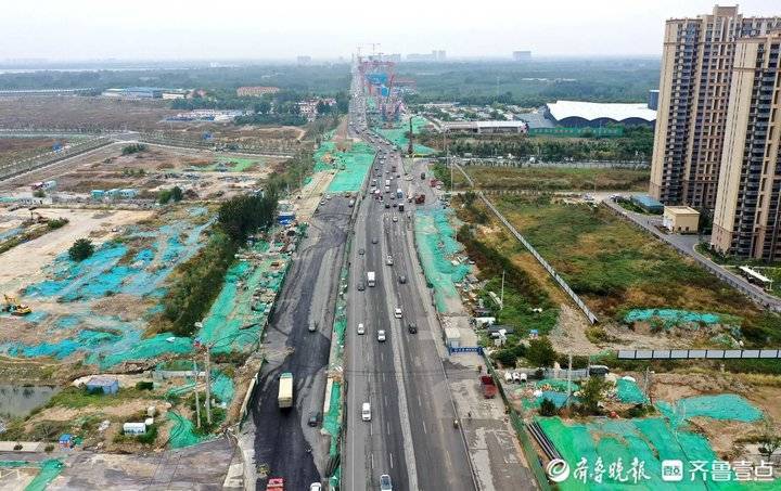 航拍济南黄河大桥扩建南段进展，大桥路正发生巨变