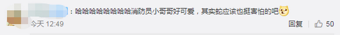 花容失色！消防员放生大蛇被吓到喊妈，网友：这位蓝朋友太真实了