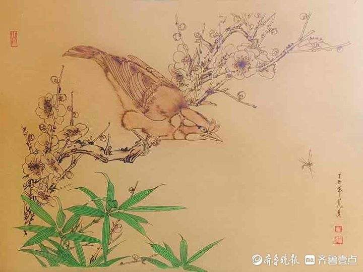 济南南山村里有个“农民画家”！木板上烙画出骏马和翠竹