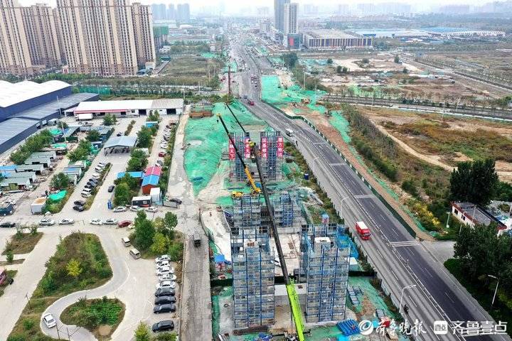 航拍济南黄河大桥扩建南段进展，大桥路正发生巨变