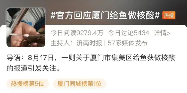 厦门给鱼做核酸上热搜，鱼会感染新冠吗？专家解读