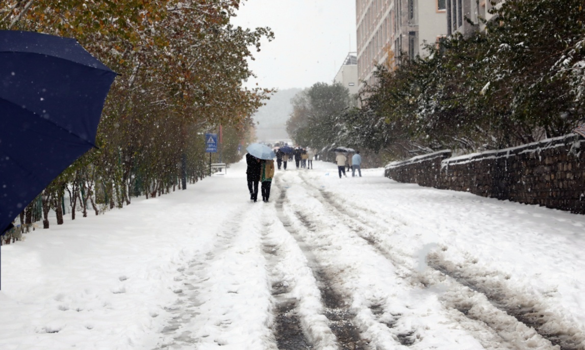 立冬迎初雪，济南护理职业学院师生全员扫雪除冰保出行