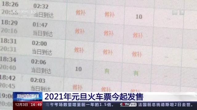 2021年元旦火车票昨发售 旅客出行有了更多选择