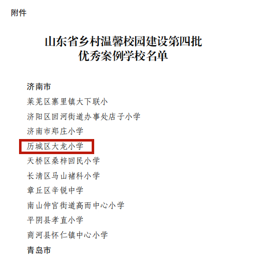 山东省乡村温馨校园建设典型案例学校，历城再添一所！