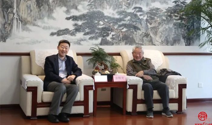 山东省地质矿产勘查开发局党委书记、局长张晓海会见金翔龙院士