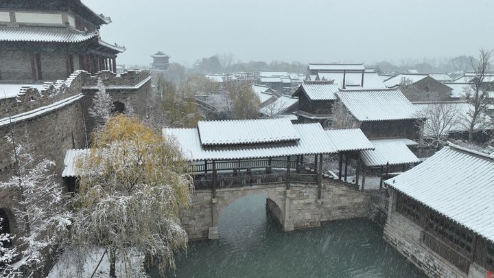 济南迎冬雪，明水古城展现“北国江南”雪景画卷