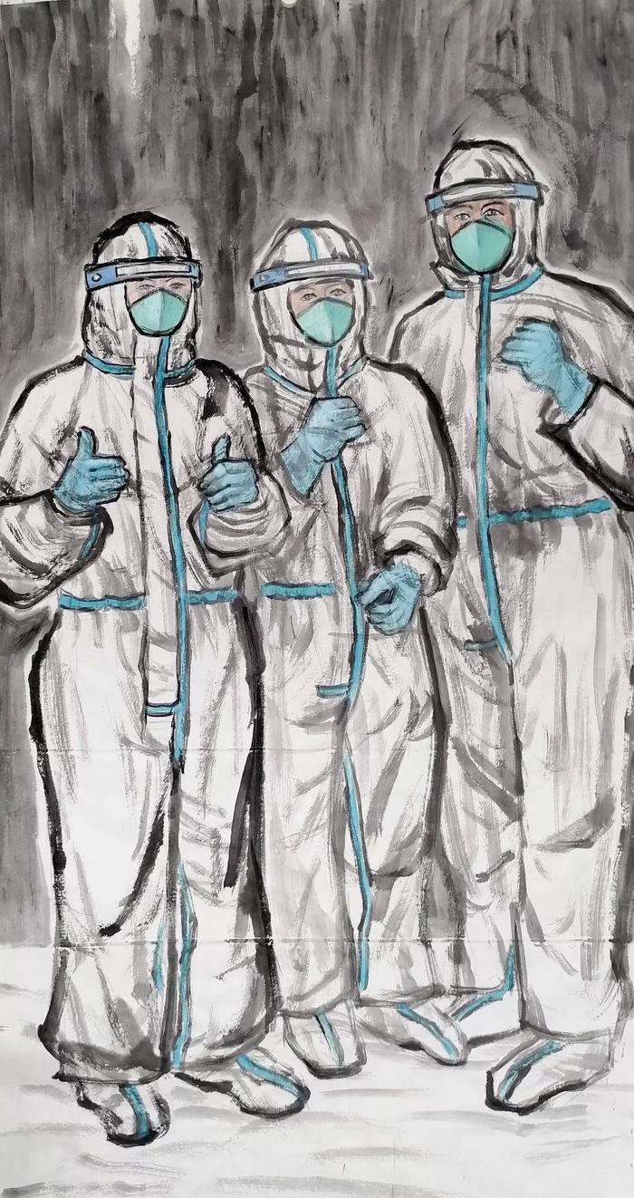 讲战“疫”故事 描战“疫”英雄——济南画家用作品为战“疫”助威（八）