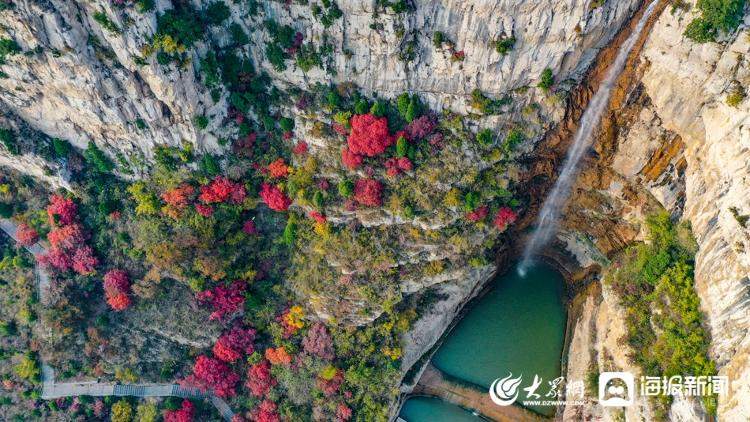 当秋色遇见玻璃栈道 淄博潭溪山宛如调色盘