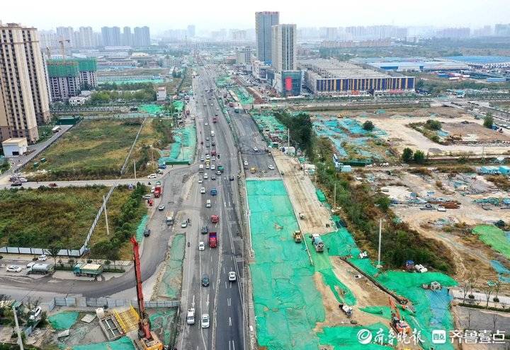航拍济南黄河大桥扩建南段进展，大桥路正发生巨变